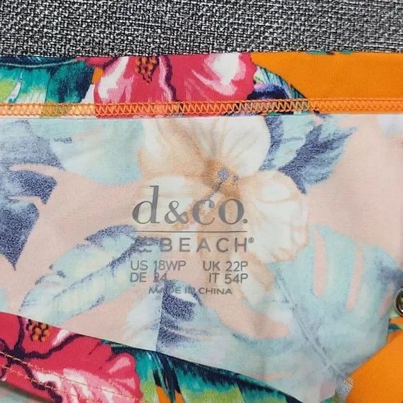 Denim Co Beach Twist Front Trendy Printed Modern Swim Dress Petite 18WP Plus Sz - Picture 4 of 8